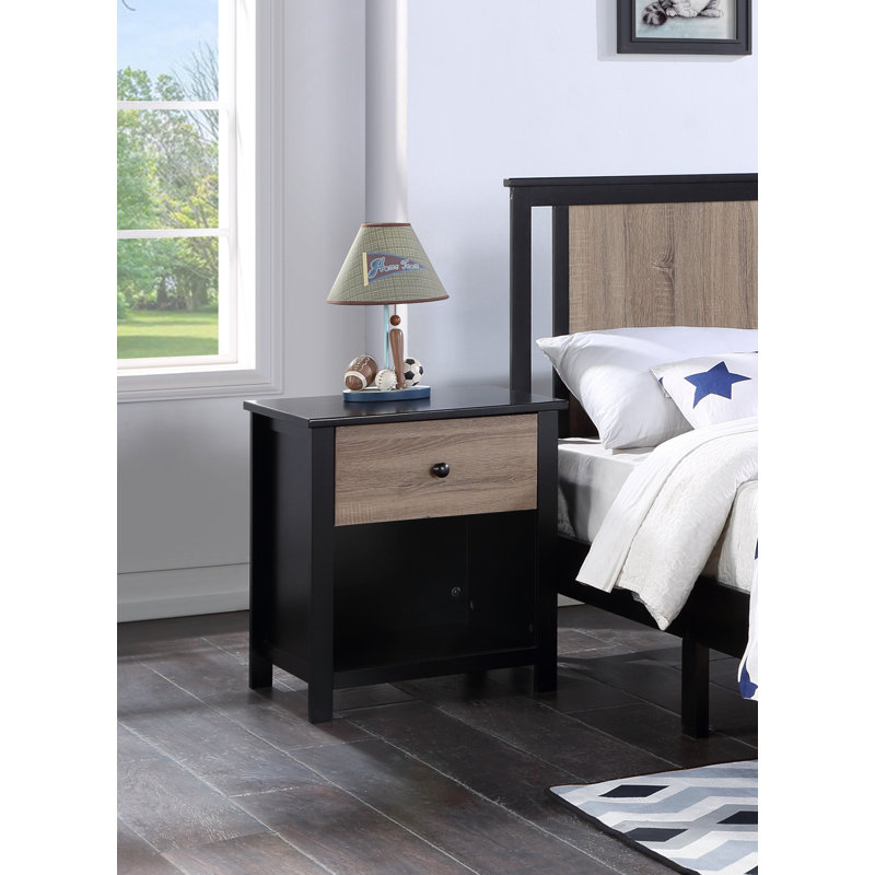 22.22'' W Wood Nightstand, Black/Brown