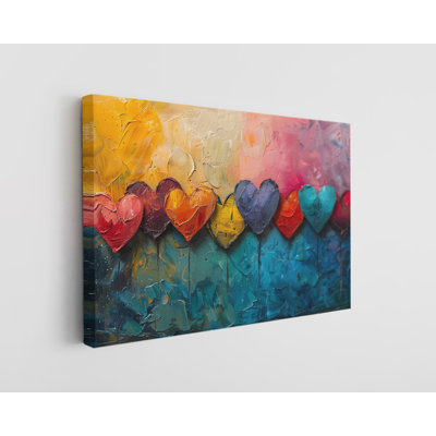Colorful Painting of Hearts Canvas Print, Modern Wall Art Decor for Home & Office, Painting Reproduction