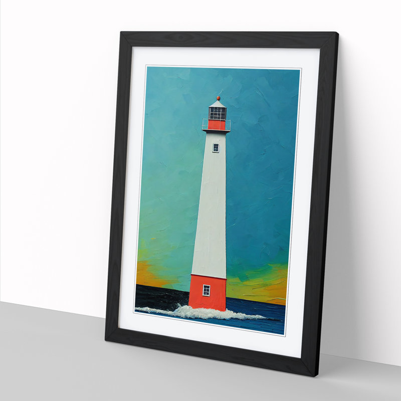 Lighthouse Palette Knife - Picture Frame Print, 64cm H x 46cm W x 2cm D, Walnut