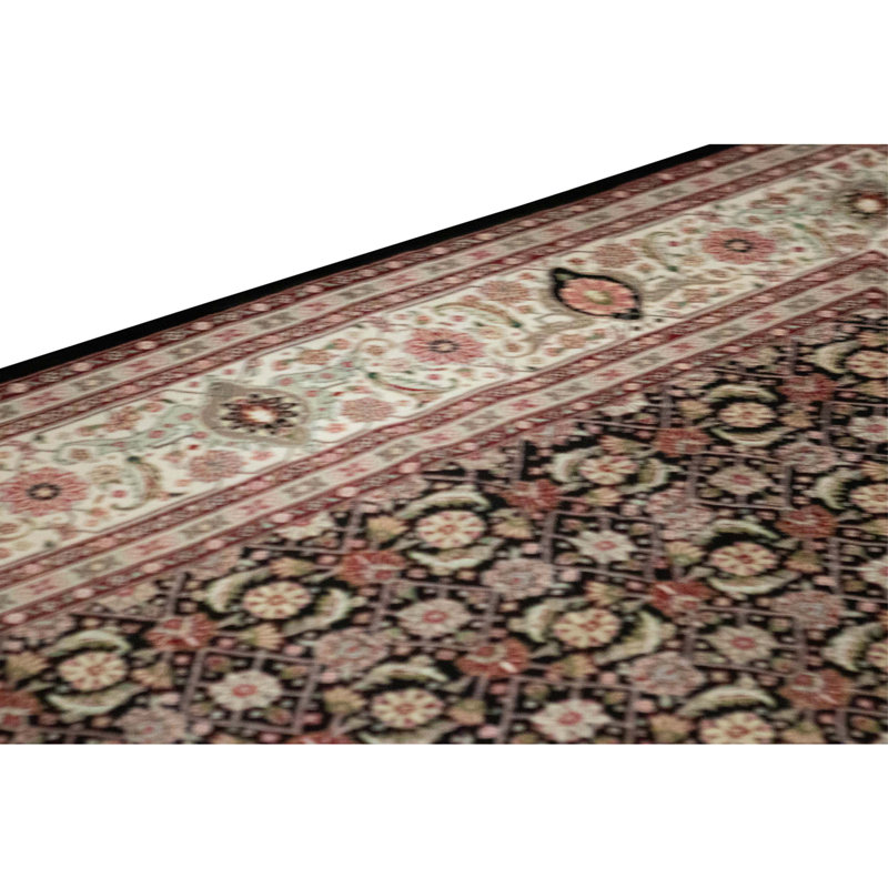 Hand Knotted Wool Area Rug in Black And Ivory