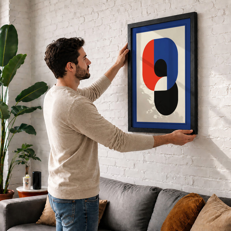 Layered Forms Geometric - Framed Print, A3 - 42.0 x 29.7 cm, Black