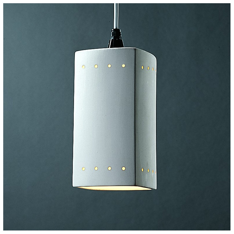 Luminaire suspendu rectangulaire 1 lumière Custinne, Bisque, Cordon blanc