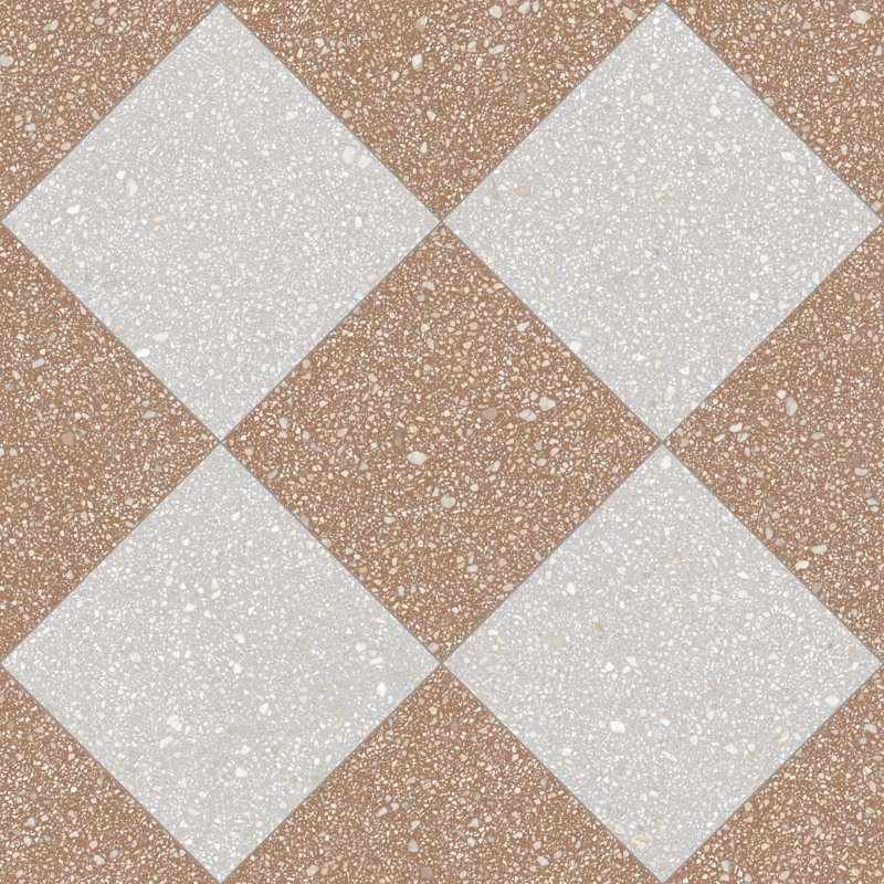 Lithos 12X12 Checkerboard Gris And Siena, Gris/Siena