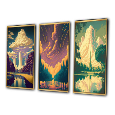 " Vintage Poster Of New York Central Park " 3 - Pieces