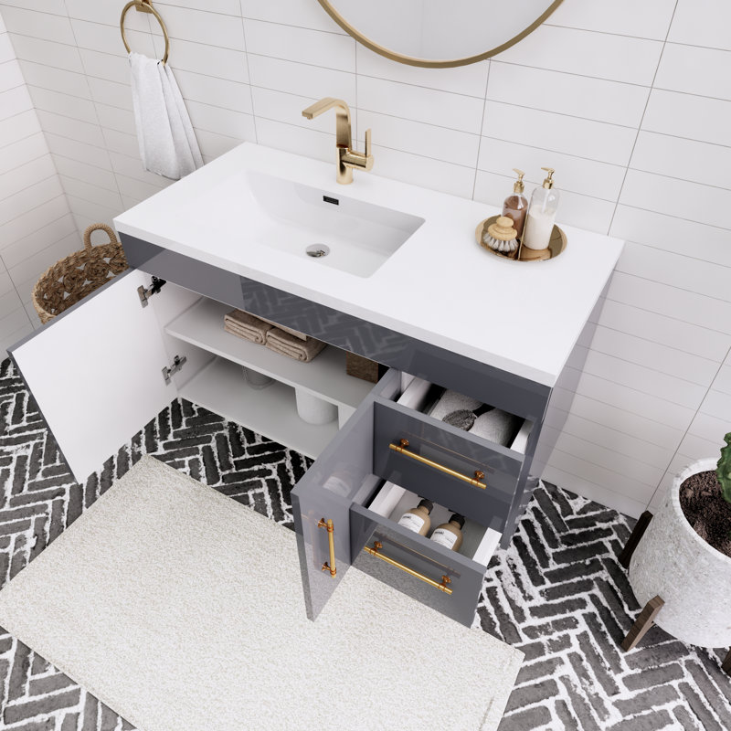 Ensemble de meuble-lavabo simple 42 po Trevah, Gris brillant