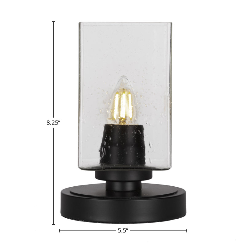 Lampe d'appoint Whitmire illustrée d'un verre carré de 4 po, Clair, Noir mat