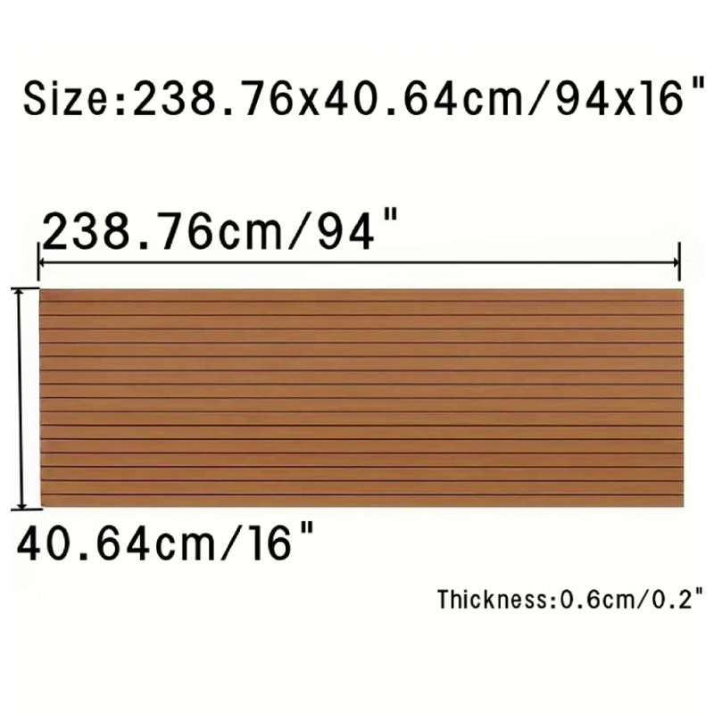 Tapis de plancher en teck synthétique EVA, Brun, L 16 po x L 94 po
