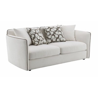 Beige Chenille Loveseat W/4 Pillows