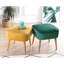 Pouf bohémien en velours avec pieds en bois, jaune, 17,7 po x 17,7 po x 16,9 po | 100% velours, 35 éponges orthopédiques, épaisseur: 2,4 pouces | Sièges élégants et confortables pour le salon ou la chambre à coucher-1268598994