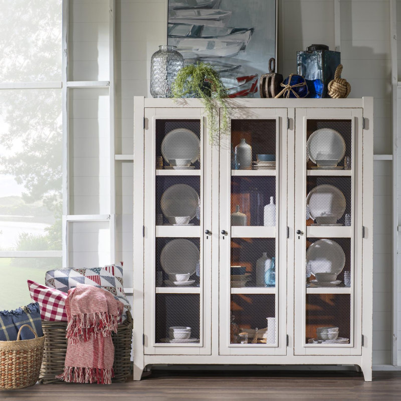Vitrine en placage de bois massif rustique de 64 po Lake House, Brown/Cream