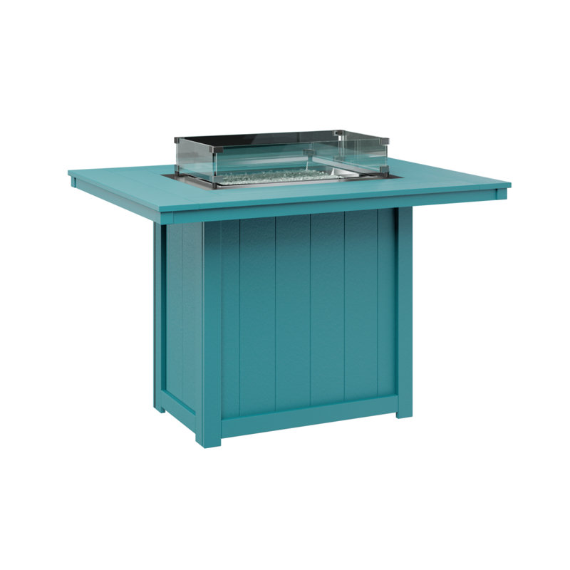 Berlin Gardens Donoma 54″ Rectangular Counter Height Fire Pit Table, Aruba Blue