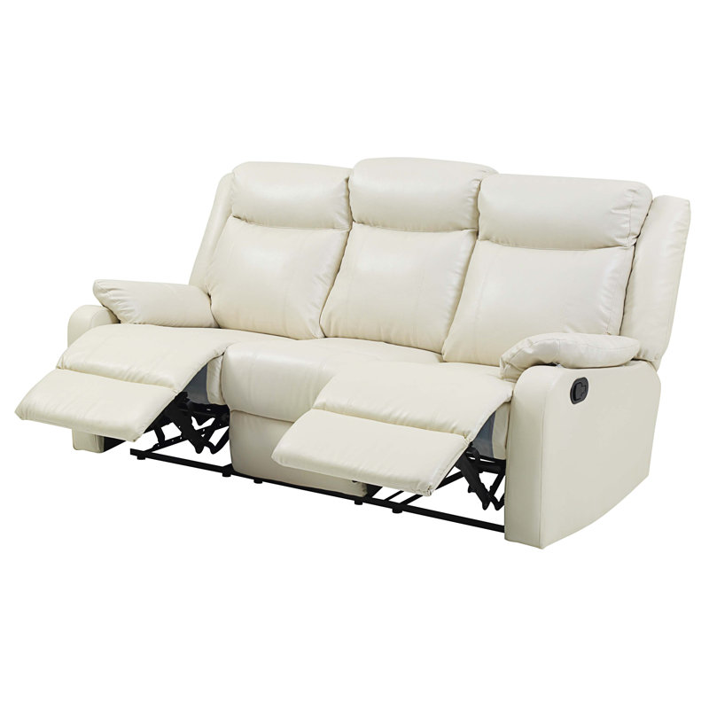 Fauteuil inclinable en cuir Djordi Vegan, Similicuir blanc cassé
