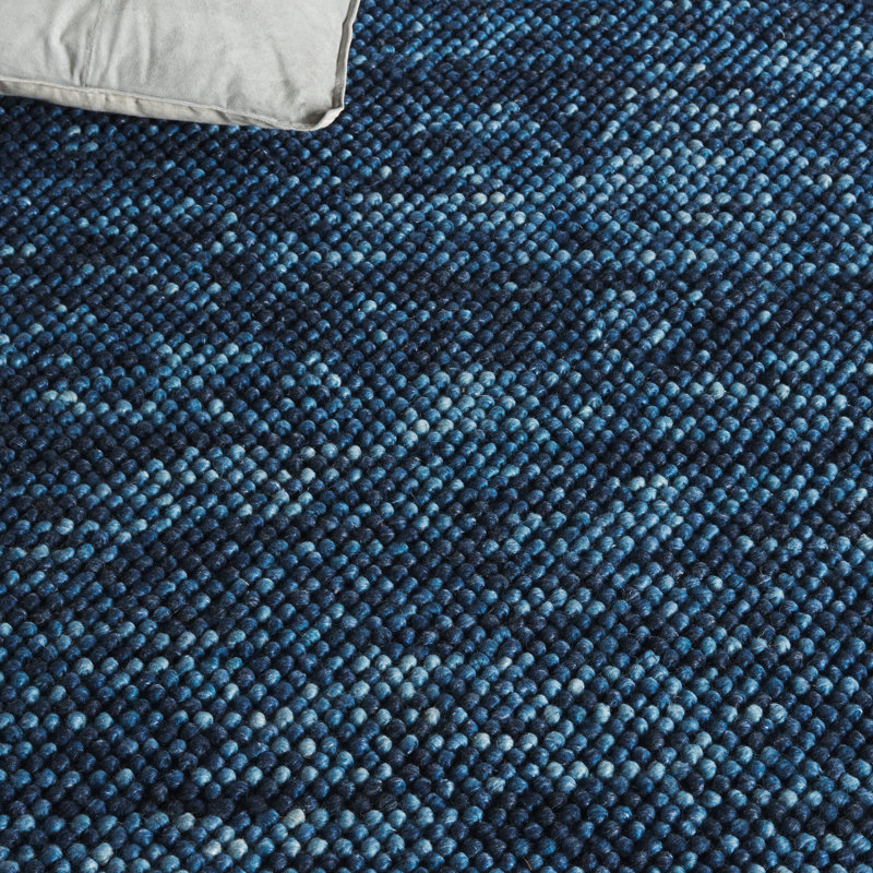 Heiser 425 Handwoven Wool/Cotton/Polyester No Pattern Indoor Use Only Rug in Navy/Blue, Rectangle 5' x 8'