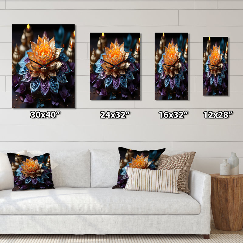 Hinduisim Vibrant Mandala - Spiritual Wall Clock, 32" H x 16" W x 1" D