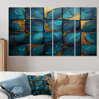 Carreaux émeraude et bleu Highland Tartan Tiles II - Boho Tiles, art mural