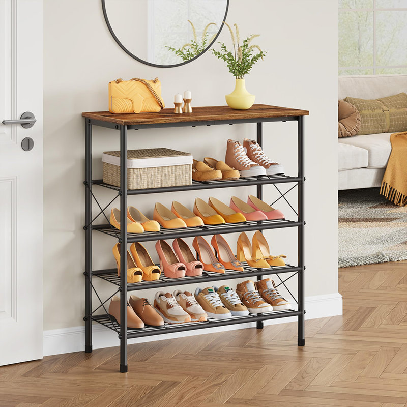 Range-chaussures en métal brun rustique à 5 niveaux 33 pouces H 33 paires