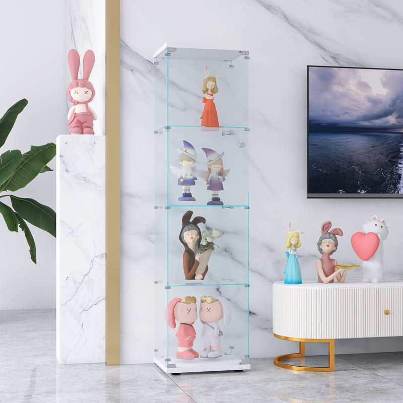 Cecilius Glass Display Cabinet with Lockable Door, Curio Showcase Cabinet for Collectibles, Books, Figurines and Home Décor