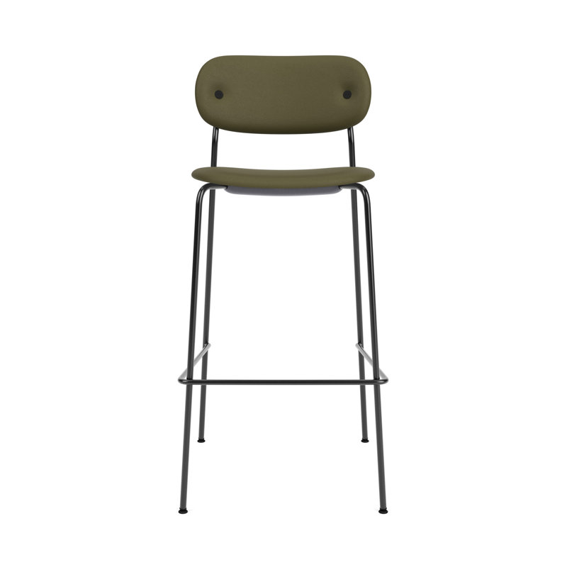Co Chair Leather Upholstered Seat and Back, Bar Stool (30.9” Seat Height), Army