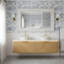 Meuble-lavabo mural 60 po avec tiroirs et vasques rondes blanches-1849957807