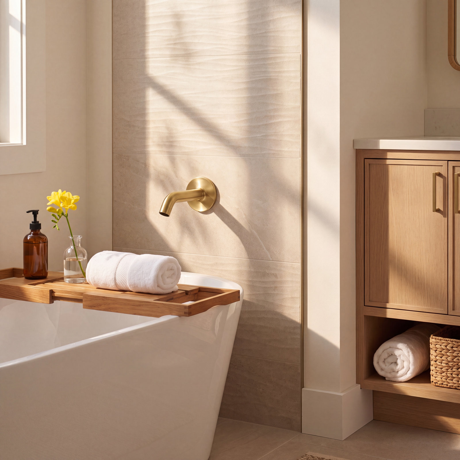 Purist Wall-Mounted Tub Spout, Vibrant Moderne Brushed Gold