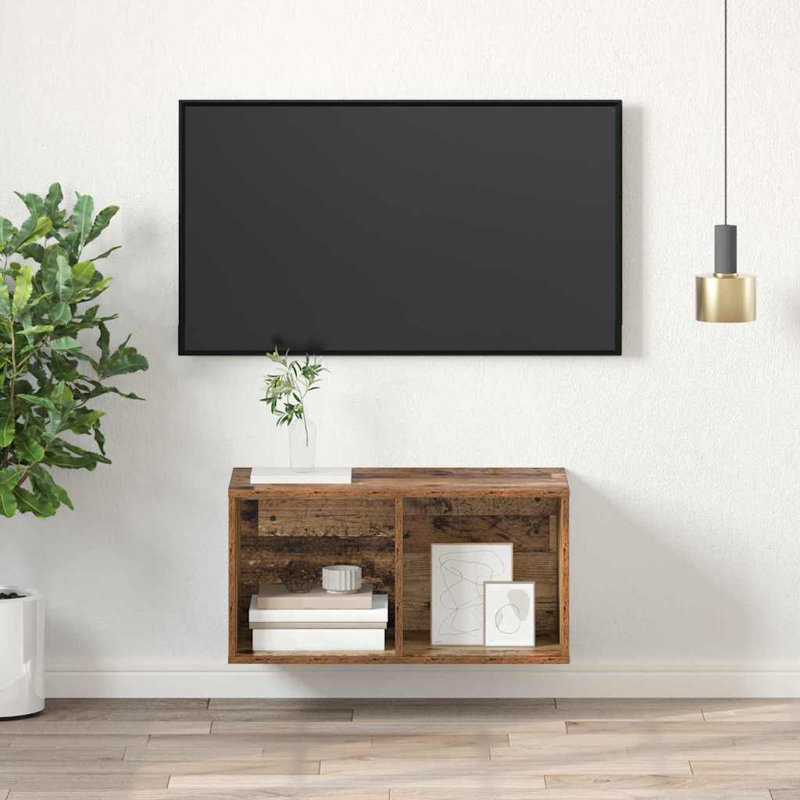 Wall-Mounted TV Cabinet Wall-Mounted, 72cm H x 37cm L x 37cm W, Old Wood