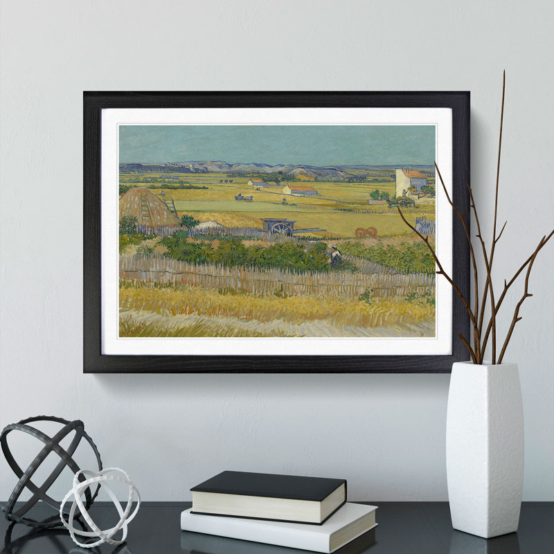 The Harvest by Vincent Van Gogh - Picture Frame Painting, 27cm H x 36cm W x 2cm D, Black