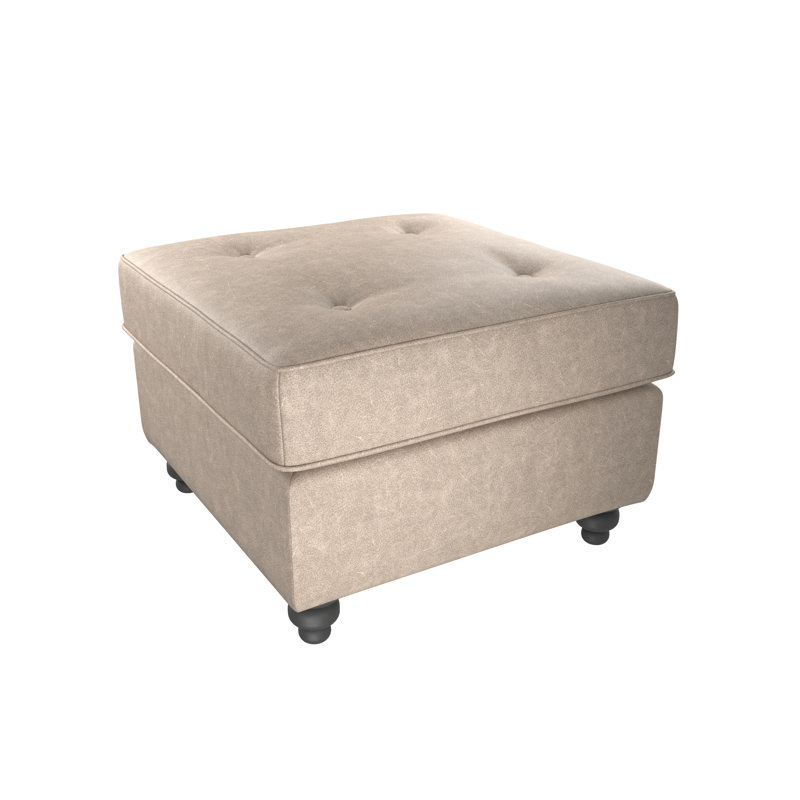 Bodnar Faux Leather Tufted Square Footstool, Marble