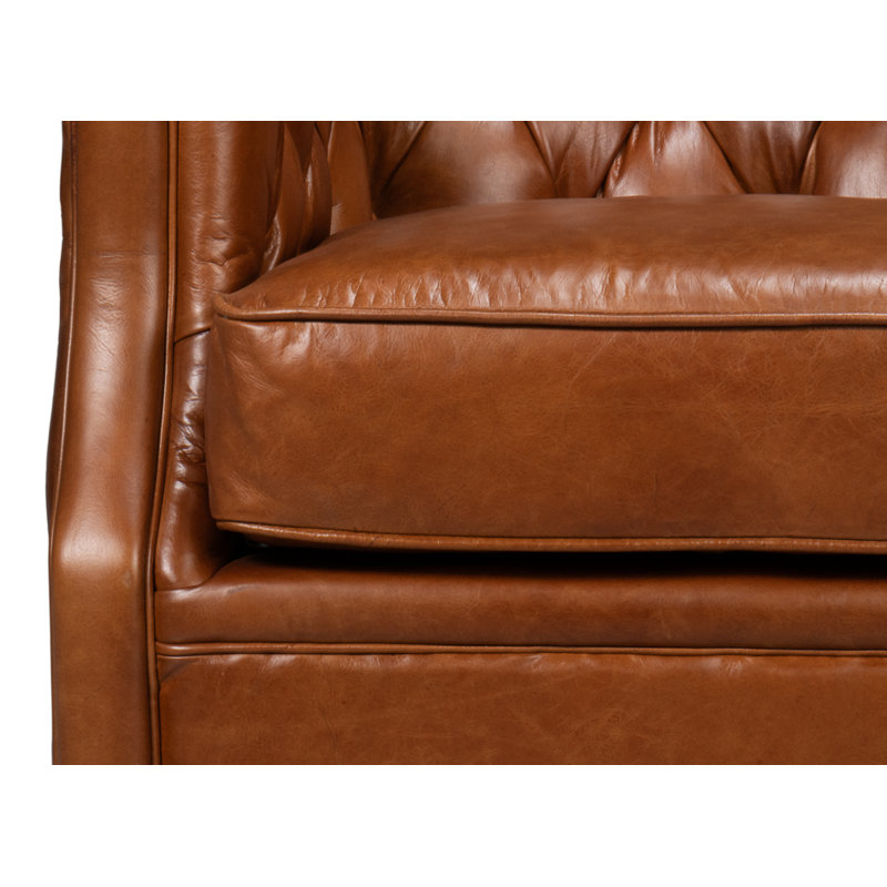 Coolidge Swivel Club Chair, Havana Brown Genuine Leather
