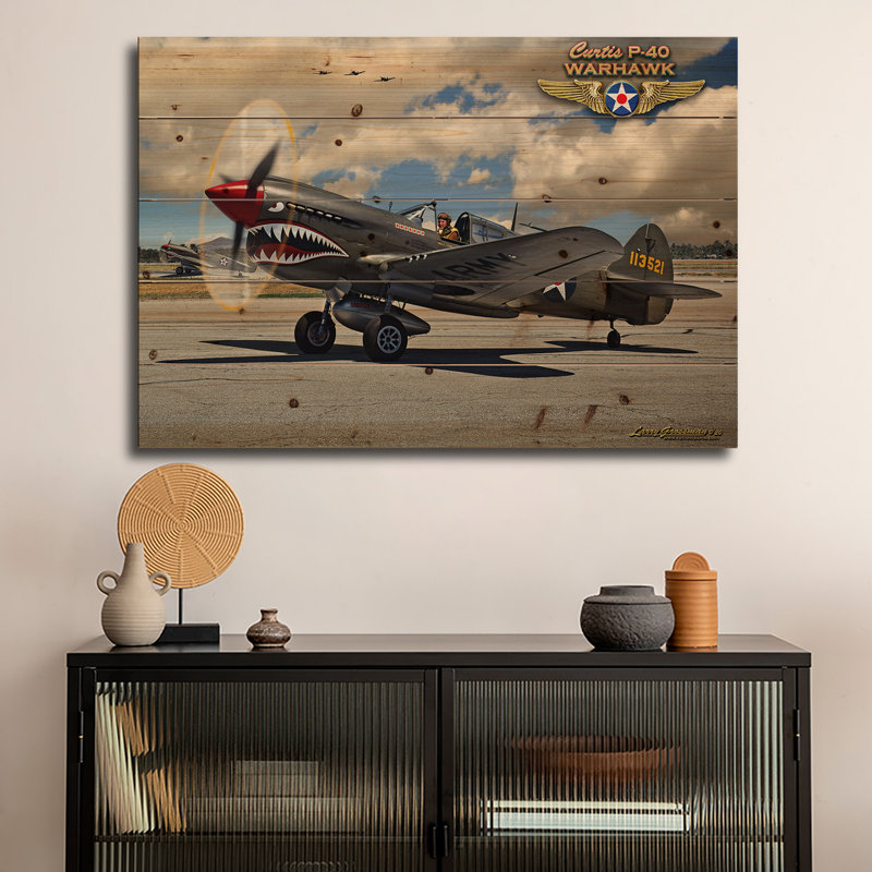 Impression d'art mural en bois - P-40 Warhawk par Larry Grossman, H 18 po x l 26 po