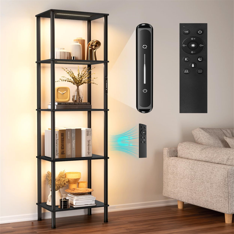 Metal Etagere Bookcase, (5 Shelves) 169cm H x 38cm W x 27cm D, Black