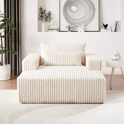 Fauteuil-lit moelleux de 75 pouces en velours côtelé, salon moderne pour l'intérieur, aucun assemblage requis, coussin de dossier nécessaire, salon de chambre à coucher, coussin