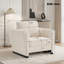 Fauteuil d'appoint rembourré avec accoudoirs en bois massif, fauteuil club carré en tissu avec coussin épais Boucle, fauteuil d'appoint moderne-998175251