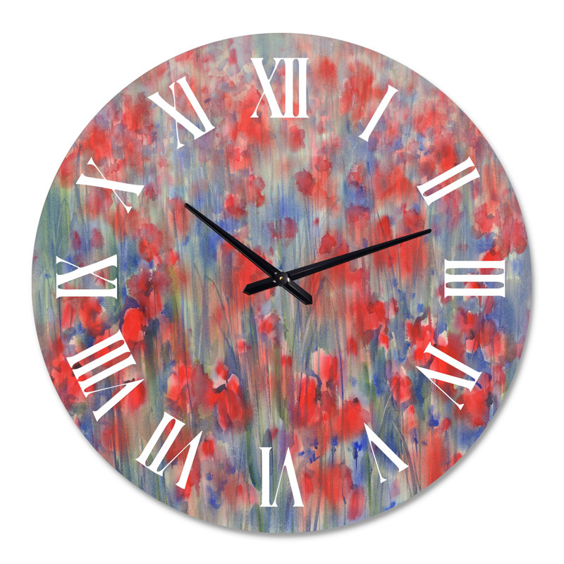 Horloge murale Poppy Flower Fields Forever I, Grand