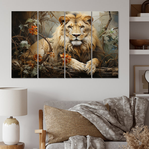 Winston Porter Lion Collage Of Nature I On Canvas 4 Pieces Print | Wayfair