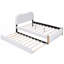 Lit plateforme tapissier avec pieds de support en bois et lit gigogne simple-121066377-121066378
