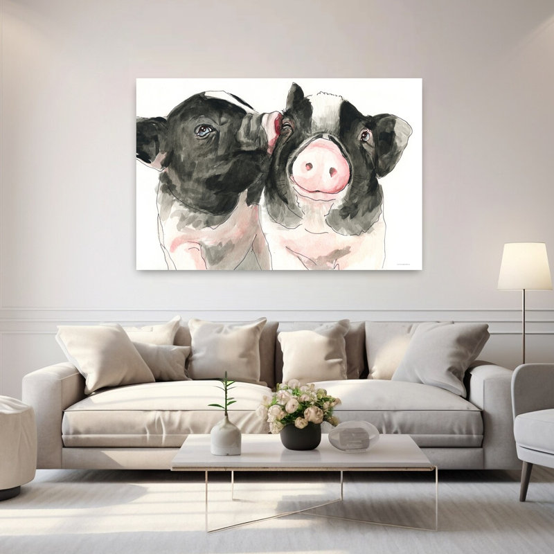 Porcelet bisous, art contemporain, H 40 po x l 60 po