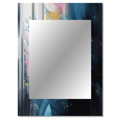 Pink And Blue Exploring The Unseen II - Geometric Large Wall Mirror, Modern Unique Mirror, Printed Metal Art