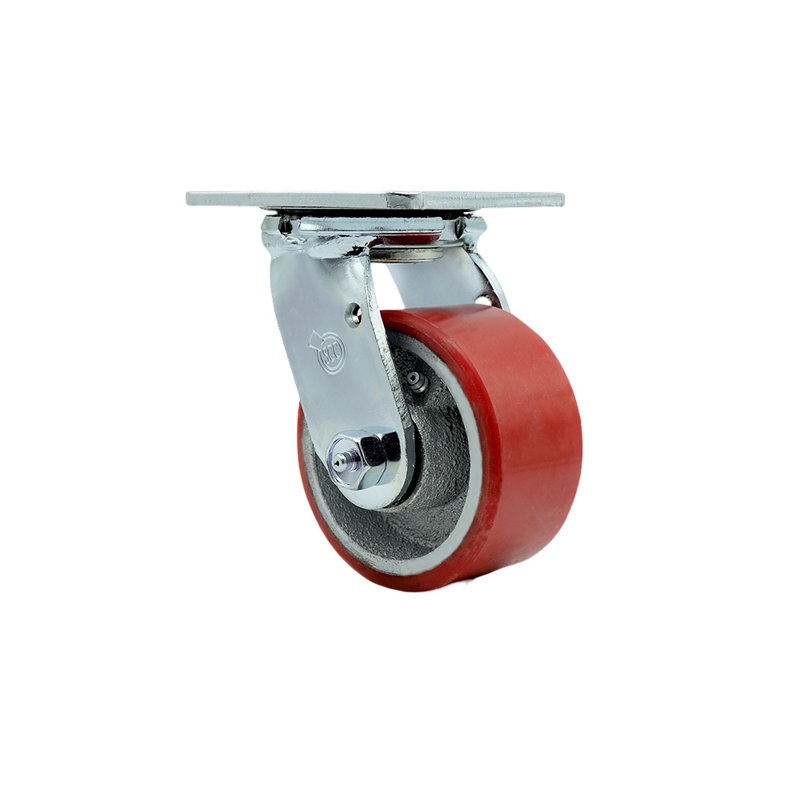 Polyuréthane sur roulettes en fonte, Rouge