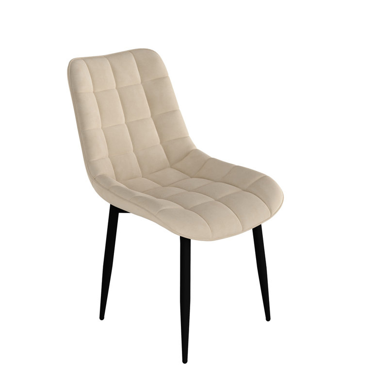 Bierman 45cm H Tufted Velvet Upholstered Upholstered Back Side Chair, Beige