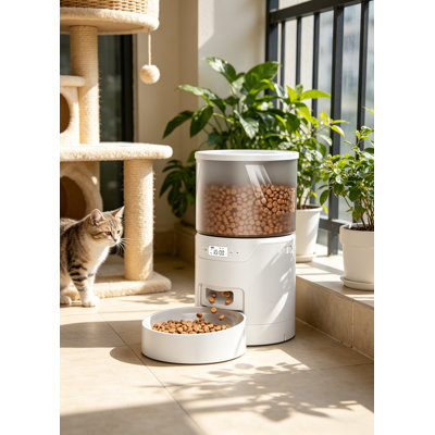 La mangeoire pour chat 3L, prend en charge la programmation de 6 repas, 1 à 20 portions réglables, facile à installer et à nettoyer, déshydratant pour préserver la fraîcheur.
