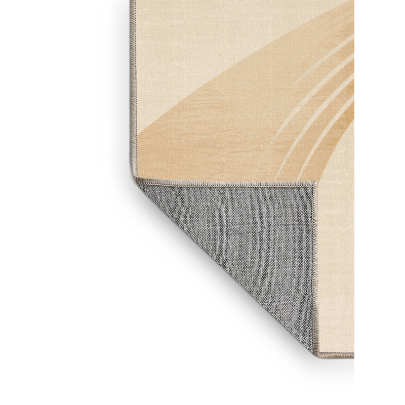 Tapis minimaliste de style clan Elmwood Shinobi lavable à la machine - reliure beige, 5 x 8