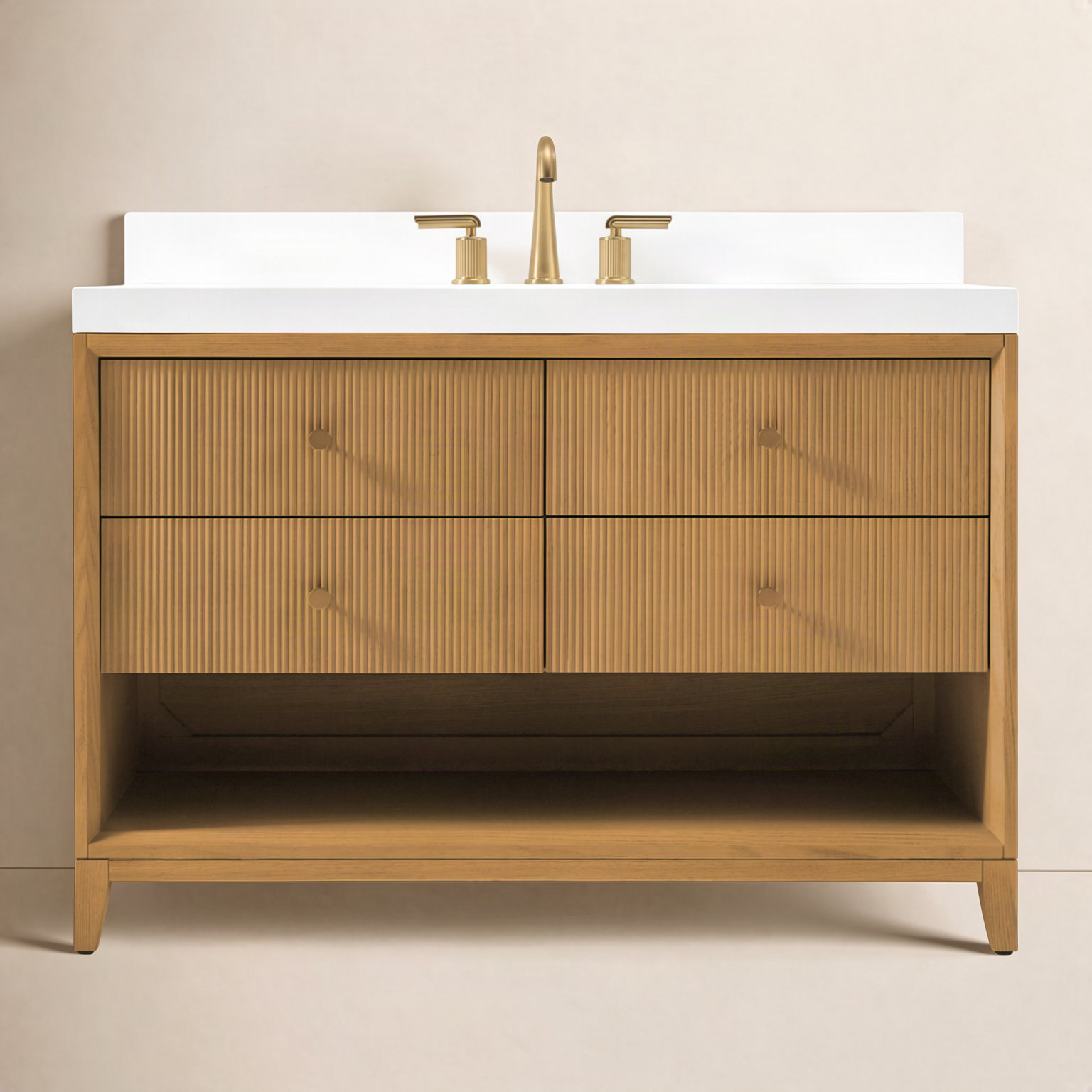 Momo Oak Single Bathroom Vanity, Sienna, 48"