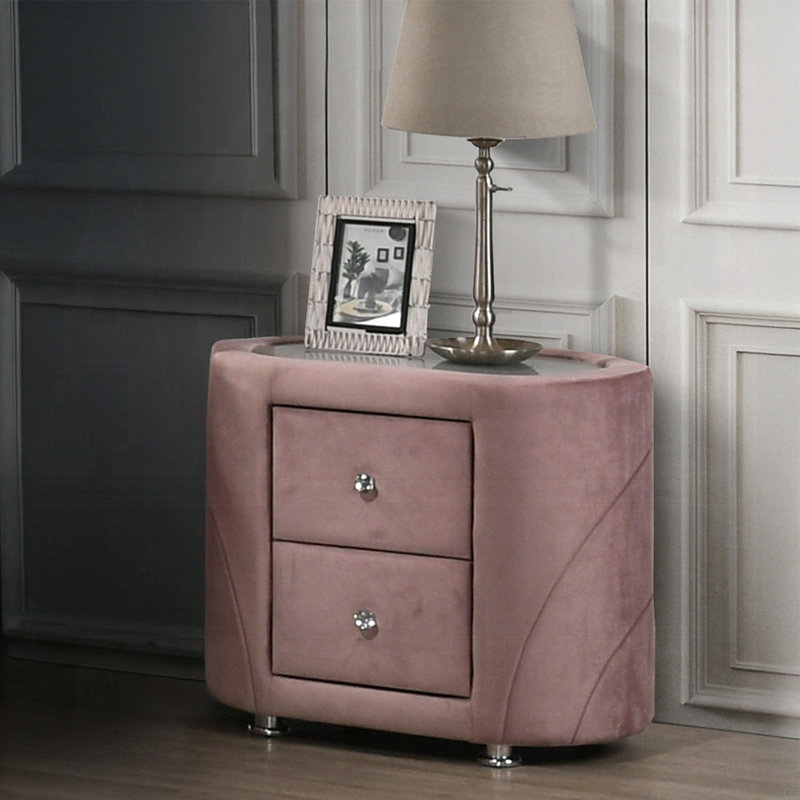 Table de chevet rembourrée en velours 1pc