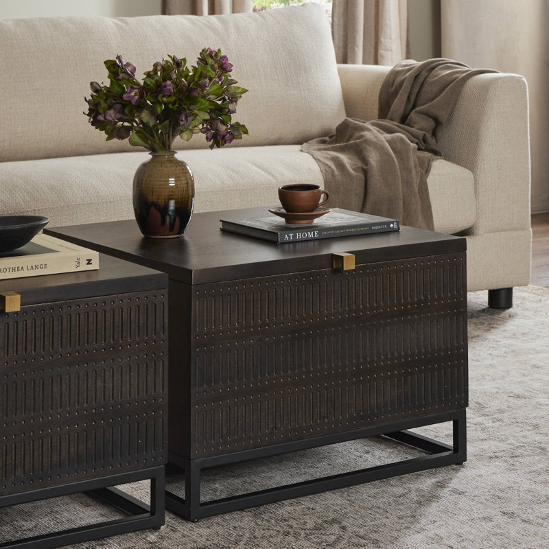 Kelby Solid Wood Coffee Table, Dark Brown