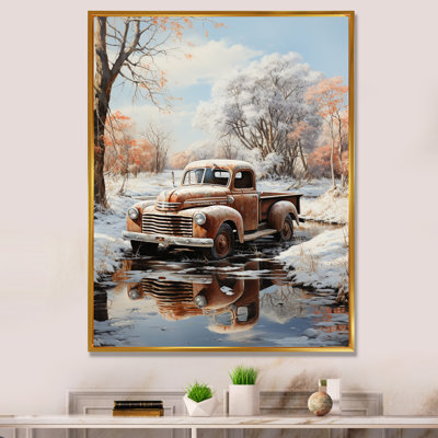 Cherylanne Brown Pickup Truck Frozen Wilderness, reproduction d'art sur toile
