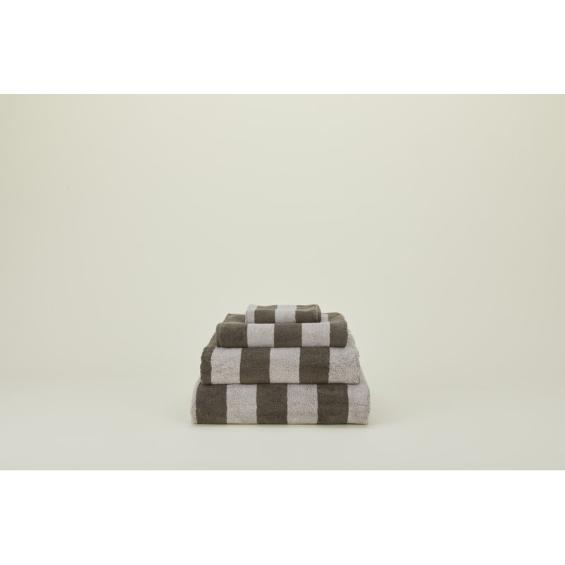 Simple Striped Terry Bath Towel, Light Gray/Dark Gray, Hand Towel - 1 Pack