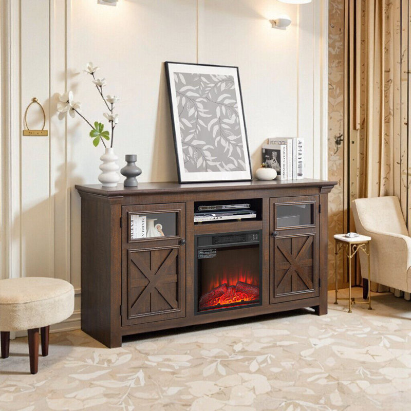 Meuble télé 2 portes avec foyer Elegant
