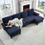Canapé modulaire 110 po convertible en forme de L et en U, canapé en velours côtelé avec deux coussins de soutien et 2 repose-pieds-319050310