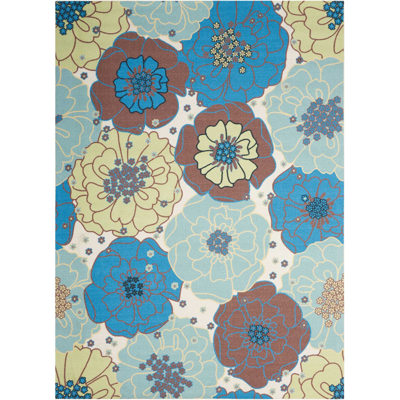 Tapis bleu moderne Dian, Rectangle 5 pi 3 po x 7 pi 5 po
