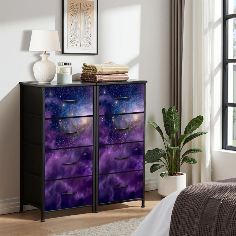 4 Drawer Dresser for Bedroom, Narrow Chest of Drawers, Wooden Top and Study Iron Frame 18"x37.5"-(WxH)